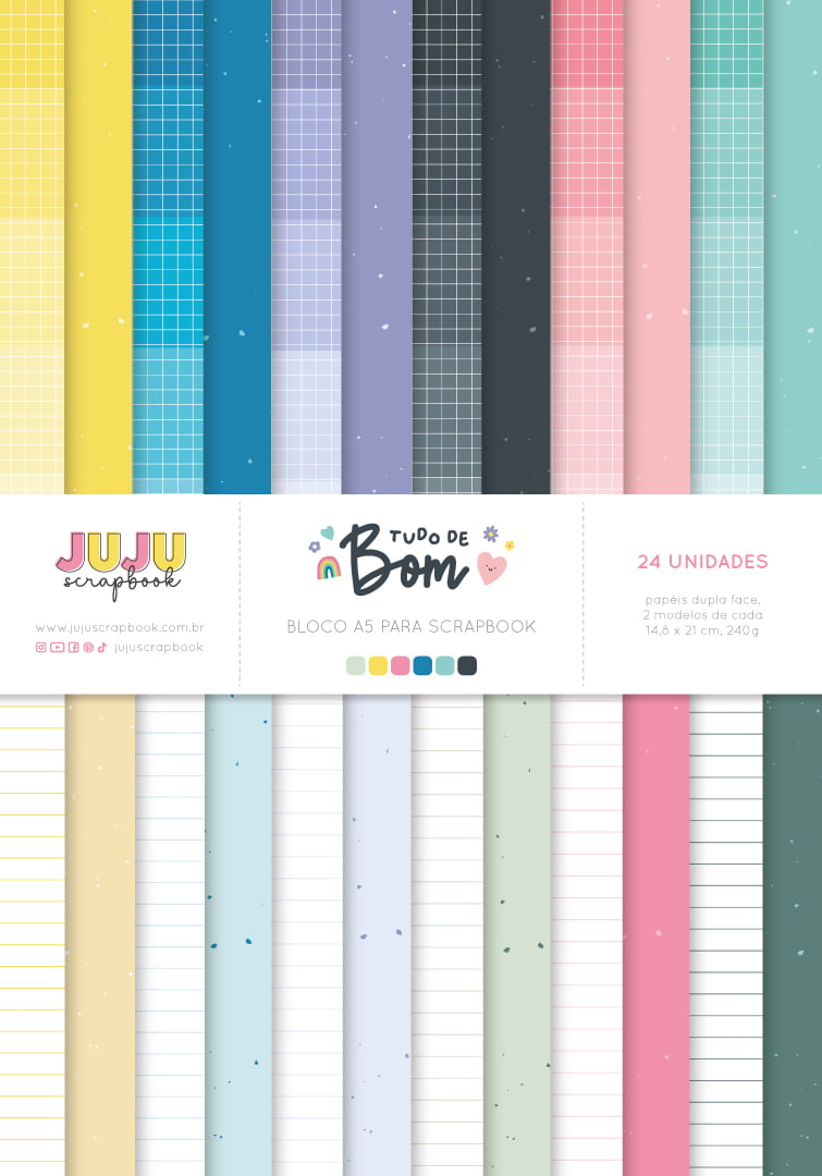 BLOCO A5 PARA SCRAPBOOK - TUDO DE BOM  JUJU SCRAPBOOK