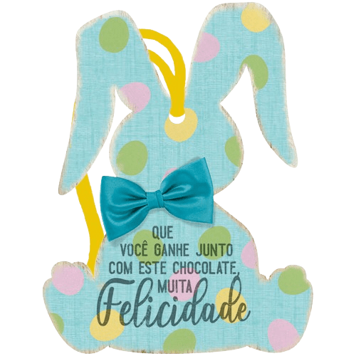 TAG EM MDF - COELHO AZUL BOLINHA