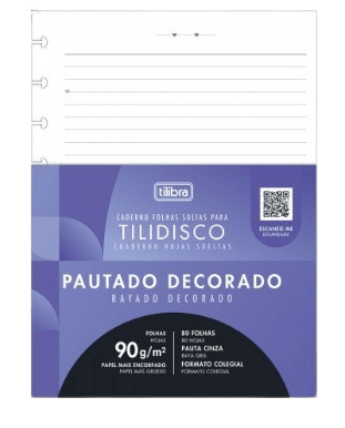 FOLHAS SOLTAS PARA TILIDISCO FORMATO COLEGIAL PAUTADO DECORADO 90G 80FOLHAS
