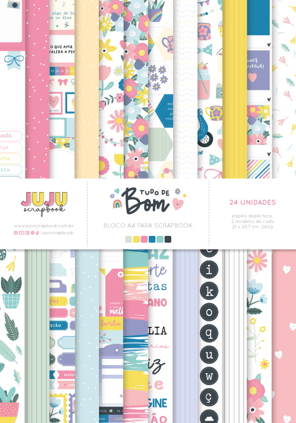 BLOCO DE FOLHAS A4 -TUDO DE BOM- JUJU SCRAPBOOK