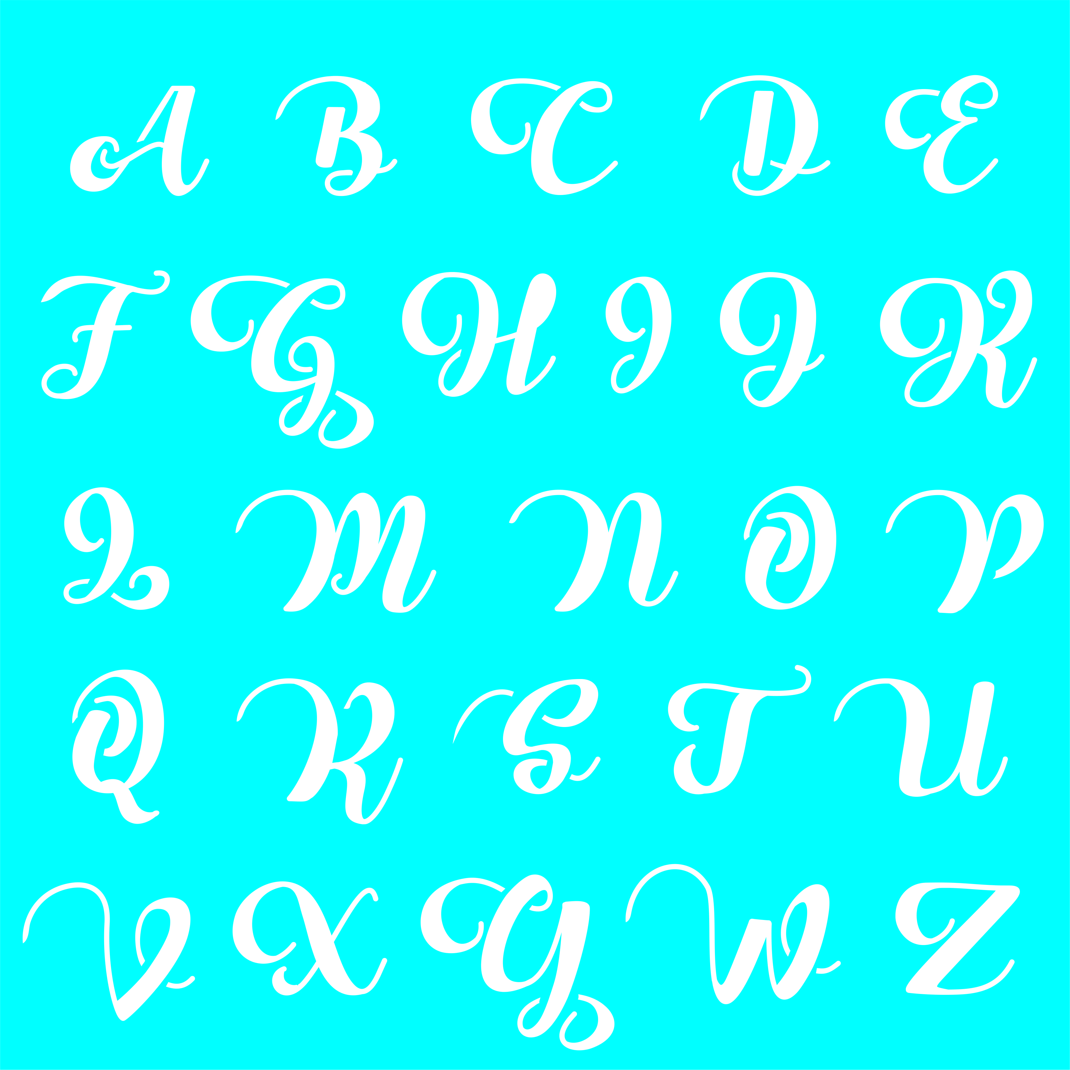 STENCIL JOIA alfabeto manuscrito maiúscula 30X30 cm QN 459