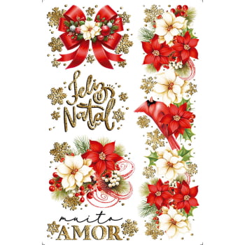 TRANSFER DE IMAGEM SMALL NATAL  - 9,8 X 15 CMFLORAIS NATALINOS TISN-005