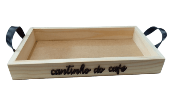 BANDEJA CANTINHO DO CAFE COM ALÇA DE COURO