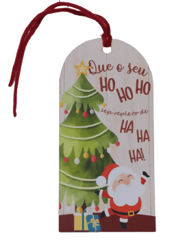 TAG DECORATIVA PAPAI NOEL E PINHEIRO
