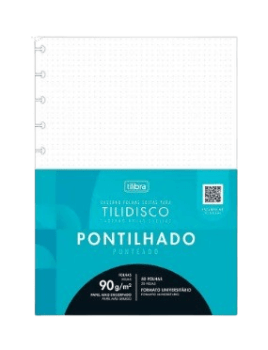 FOLHAS SOLTAS PARA TILIDISCO FORMATO UNIVERSITARIO 90G 50 FOLHAS PONTILHADO