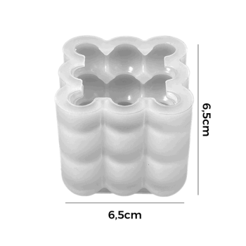 MOLDE DE SILICONE PORTA VELA CUBO DE BOLINHAS 6,5CM