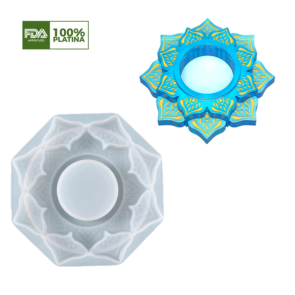 MOLDE DE SILICONE PORTA VELA MANDALA